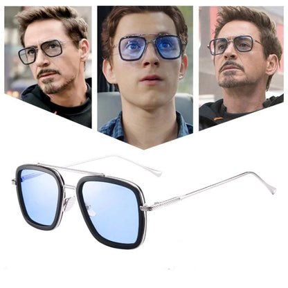 Óculos de Sol da Moda Armação Quadrada Estilo Tony Stark Óculos de Sol Feminino Masculino Quadrado Grife Óculos Retrô Masculino Iron