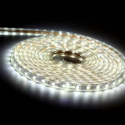 Fita de LED SMD5050 220V à Prova d'Água (1M/2M/5M/10M/20M) - Lâmpada de Corda Branco/Branco Quente/Vermelho/Verde/Azul com Plugue EU para Jardim