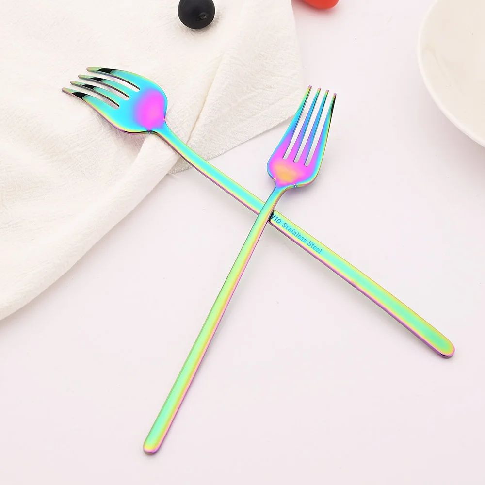 8 Garfos de Jantar Pretos Talheres Aço Inoxidável 18/10 Utensílios de Cozinha Ocidentais Conjunto de Garfos para Restaurante