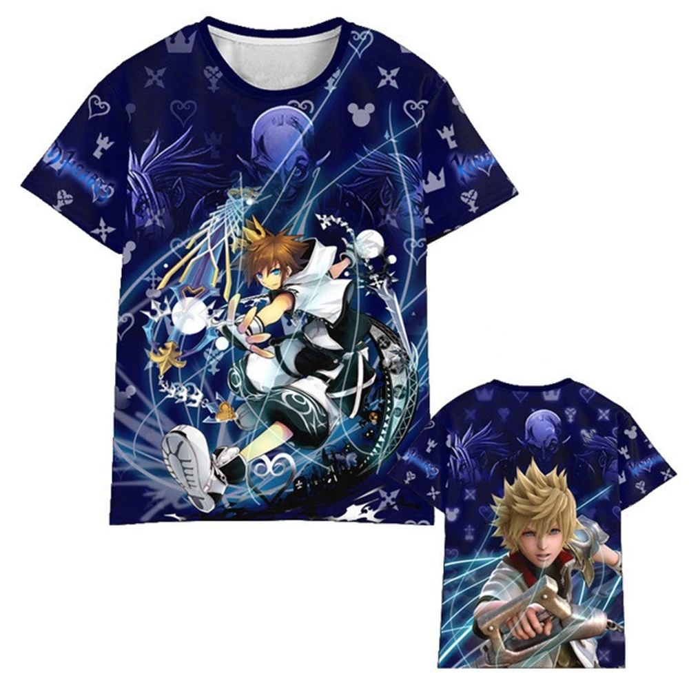 Hot Game Kingdom Hearts 3d Printed T-shirt Fashion Short sleeve Cosplay Street Style Tops Men Women Kids T shirt Size (100-6XL)