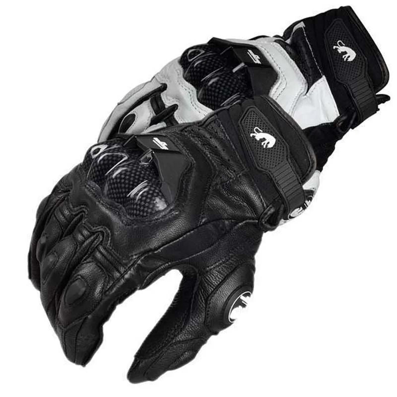 Luvas de Couro para Motociclista Masculinas Femininas 4 Estações Direção Supertech Preto/Branco Luvas de Corrida Motoqueiro Couro Bovino Corrida Moto Cavaleiro