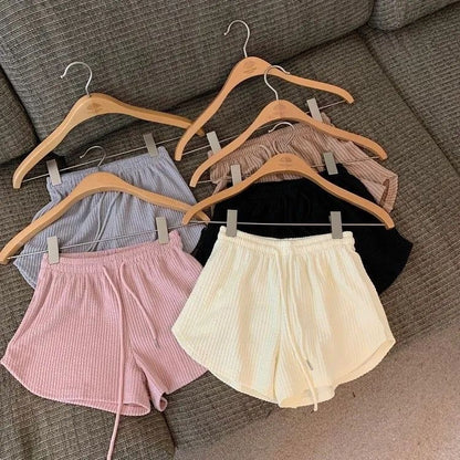 Women Shorts Summer High Elastic Lace Up Drawstring Wide Leg Sweat Short  Shorts for Women  Women Clothing  Womens Shorts