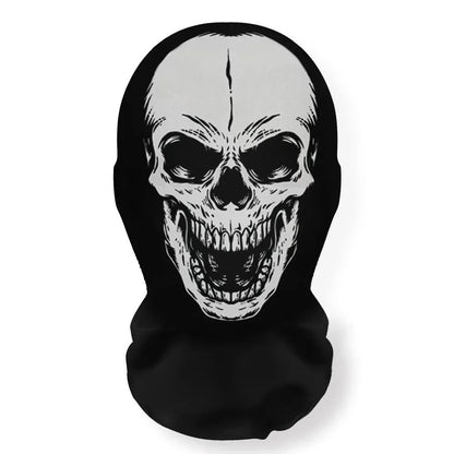 Halloween Skeleton Mask Elastic Mesh Hood Scary Party Cosplay Prop Breathable Face Cover Hood