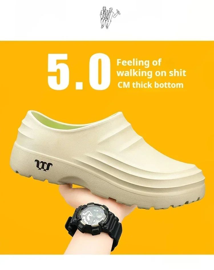New Men's Casual Sandals Summer Chef Shoes Non-slip Fashion Trend Oil-resistant Work Shoes Outdoor Indoor Lazy Slippers