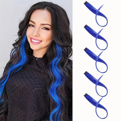 Extensão de Cabelo Tic Tac 5 Peças/Pacote 22 Polegadas Cores Ombré Aplique de Cabelo Arco-Íris Resistente ao Calor para Mulheres