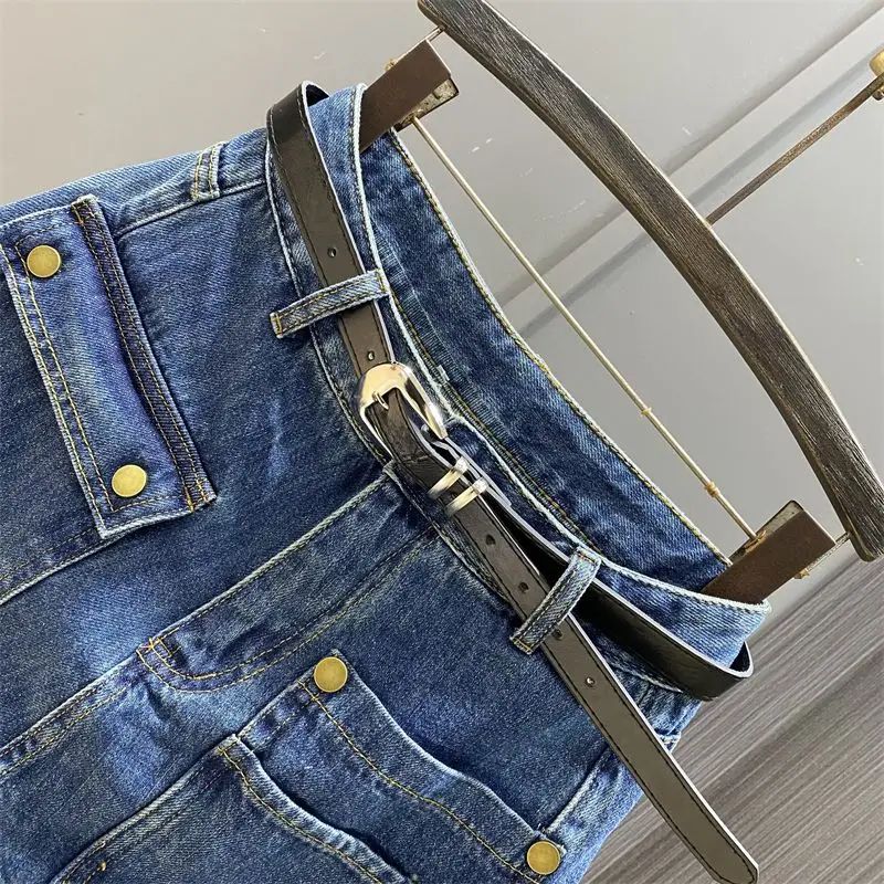 Spring Summer 2025 New Korean Fashion High Waist Denim Short Skirt Women Clothing Trend Sexy Pocket Slim A-line Skirt Female