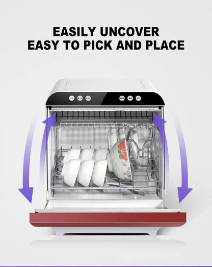 Portable Mini Dishwasher Countertop Automatic Tableware Washer Sterilizer Smart Kitchen Appliance for Home Office Compact