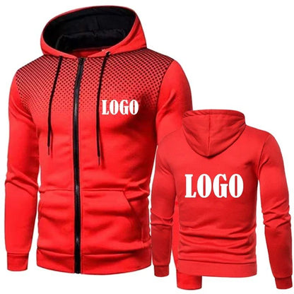 Men's Zip Up Hoodie Customizable Logo Fleece Lined Soft Warm Casual Jacket Outdoor Sports Hip Hop Streetwear