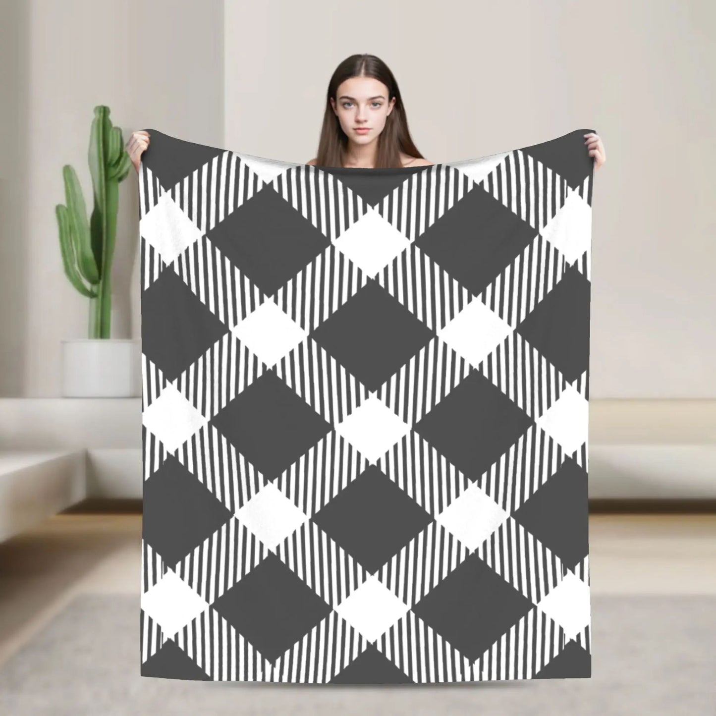 Manta Leve Xadrez Tartan Stewart Fina Perfeita para Cama Sofá Primavera Presente de Natal