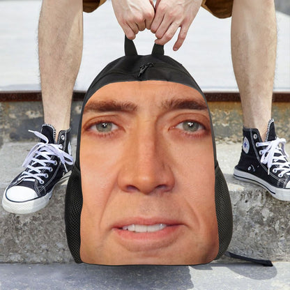 Custom Nicolas Cage Meme Laptop Backpack Women Men Basic Bookbag for College School Student Funny Bags