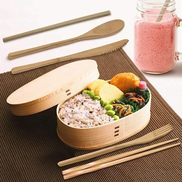 Conjunto Portátil de Talheres Reutilizáveis de Bambu Garfo Faca Colher de Madeira com Estojo de Viagem Utensílios de Cozinha Ecológicos
