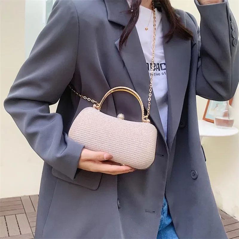 Shiny Mini Evening Bag, Rhinestone Chain Purse, Luxury Glitter Banquet Handbag, Perfect For Party, Wedding, Prom, Dinner/Banquet