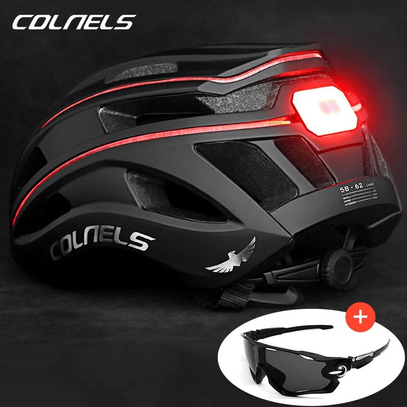 Capacete de Ciclismo Profissional COLNELS com Lanterna Traseira USB e Barra de Luz para Ciclismo de Estrada e Esportes ao Ar Livre