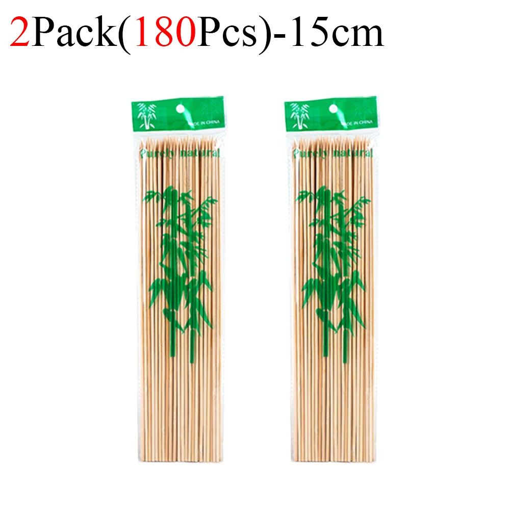 90/450pcs Bamboo Stick Food Grade Bamboo Skewer Sticks Disposable Natural Wood Long Stick Barbecue Fruit BBQ Tools 15/20/25/30cm