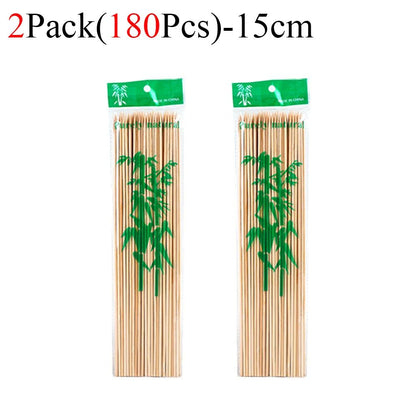 90/450pcs Bamboo Stick Food Grade Bamboo Skewer Sticks Disposable Natural Wood Long Stick Barbecue Fruit BBQ Tools 15/20/25/30cm