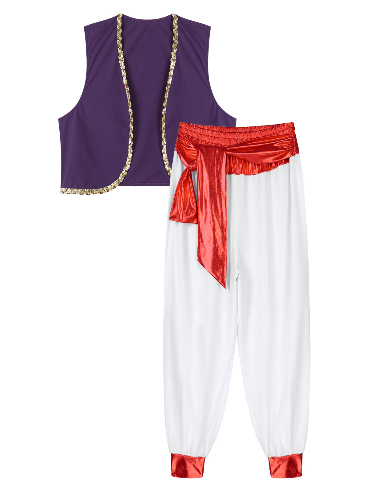 Aladin Costume Men Arabian Prince Cosplay Dress Up Waistcoat Top Harem Pants Suit Halloween Theme Party Carnival Stage Outfits