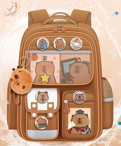 Capybara Children Backpack Waterproof Student Schoolbag Large Capacity Alleviate Burden School Bag Orthopedic Backpack Book Bag