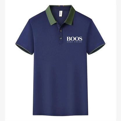 Men's New Embroidered Business Casual Short Sleeved Polo Shirt, Fashionable Short Sleeved Comfortable Breathable Top