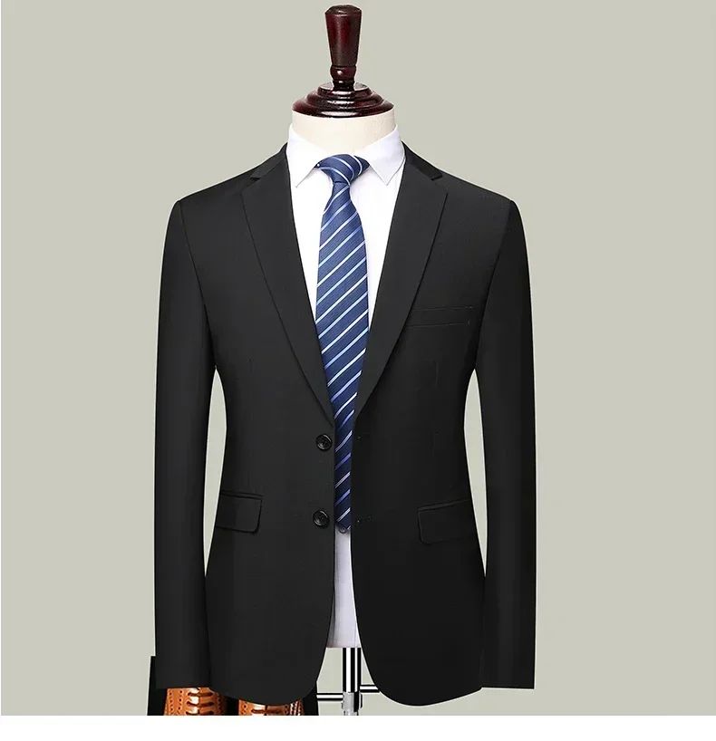 S-8XL Blazer New Men's Fashion Business Solid Color British Style Professional Work Groom Wedding Dress Best Man Blazer Jacket