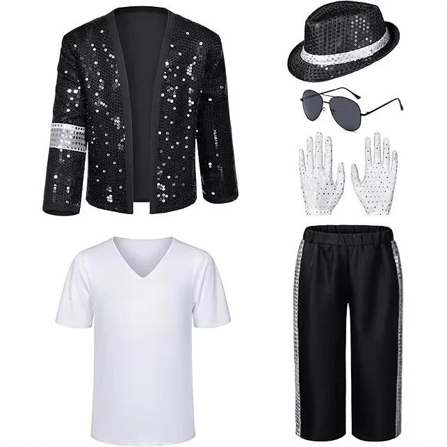 Adult Women Men Pop Star Michael Jackson Cosplay Costume Wig Halloween Stage Performance Hip Hop Dance  Family Clothing 2026 80s