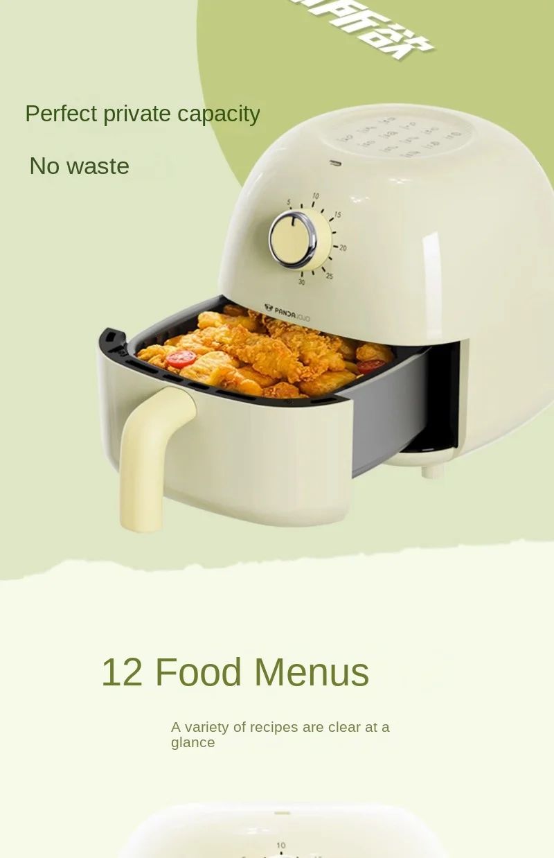 Pandajojo mini air fryer 2L home dormitory low-power oven fully automatic oil-free electric frying in one air fryers  air fryer