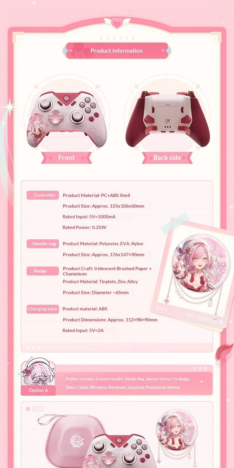 NEW Honkai Impact 3rd Elysia Limited Wireless Controller Flydigi Vader 5 Pro Adjustable Joystick Triggers Dock for PC NS Android