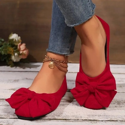 Women's Flat Shoes 2025 Hot Sale Ladies Slip on Flats Outdoor Women Round Toe Bow Tie Soft Bottom Plus Size Shallow Shoes Female