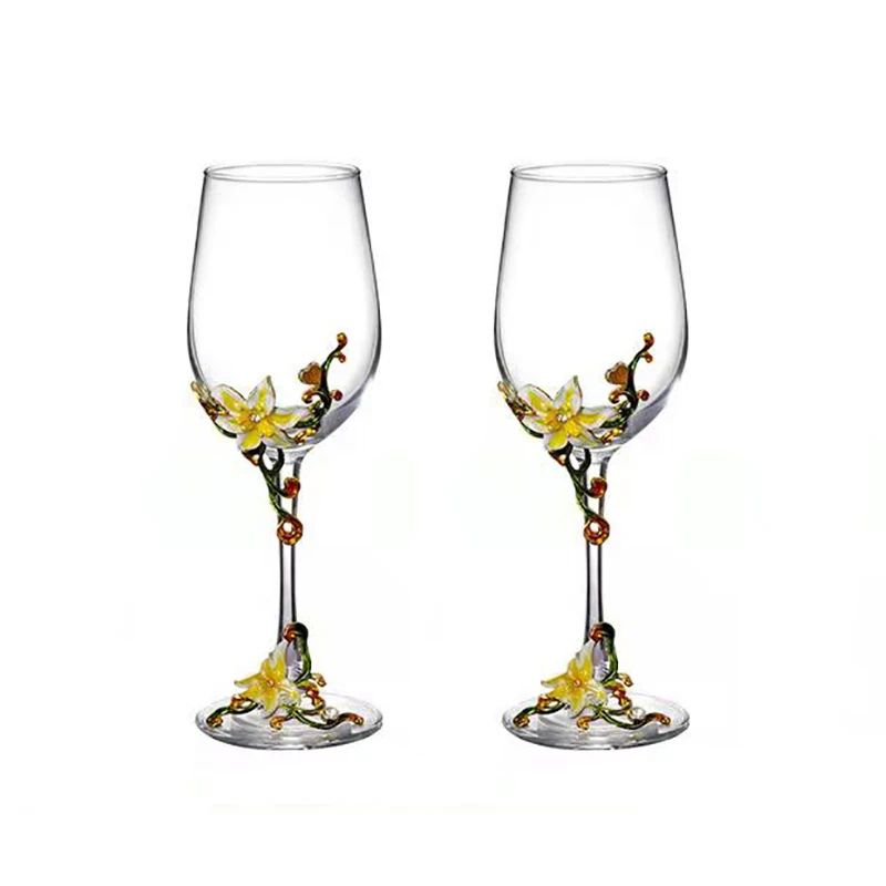 Taças de Cristal Criativas com Esmalte para Champagne Conjunto de Taças de Luxo Taças de Vinho Taça Vintage para Beber