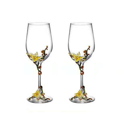 Taças de Cristal Criativas com Esmalte para Champagne Conjunto de Taças de Luxo Taças de Vinho Taça Vintage para Beber
