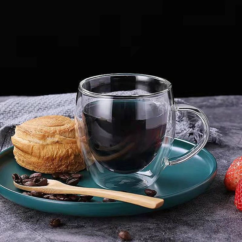 Copo de Café de Vidro com Parede Dupla e Fundo Duplo 233ml/320ml Canecas Premium para Mocha Latte Canecas Transparentes Resistentes ao Calor Conjunto de Copos de Água