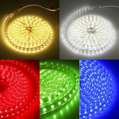 Fita de LED SMD5050 220V à Prova d'Água (1M/2M/5M/10M/20M) - Lâmpada de Corda Branco/Branco Quente/Vermelho/Verde/Azul com Plugue EU para Jardim