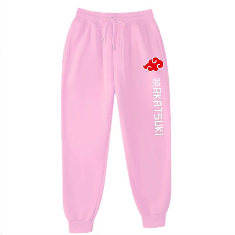 Calças de Moletom Akatsuki de Anime Mais Vendidas Calças de Lã Estampadas de Moda Masculinas Femininas para Corrida Hip Hop Roupas de Rua S-3GG