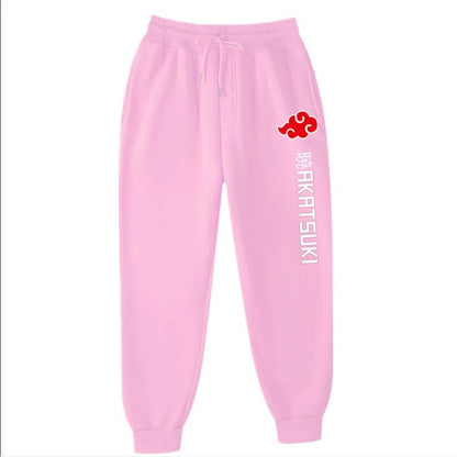 Calças de Moletom Akatsuki de Anime Mais Vendidas Calças de Lã Estampadas de Moda Masculinas Femininas para Corrida Hip Hop Roupas de Rua S-3GG