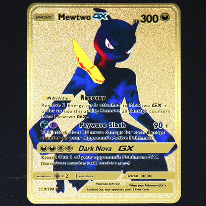 Pokémon 183200 Pontos Alto HP Cartas de Metal Douradas Pretas Inglês Francês Vmax Mega GX Coleção de Cards Charizard Pikachu Mewtwo