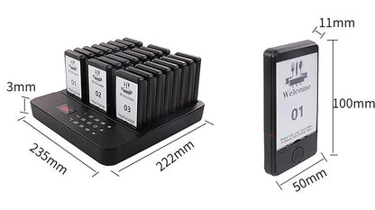 Wireless Restaurant Pagers Calling System 24 Coasters Buzzer Vibrator Bell Receivers For Food Truck Bar Coffee Fast Food Hotel