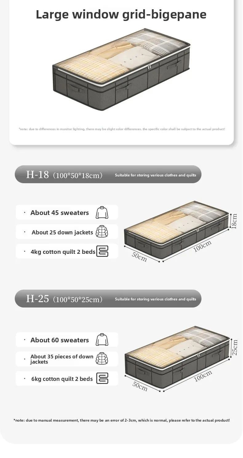 1PC Large Underbed Storage Bag - Foldable Clothes Quilt Organizer for Bedroom Dormitory, Space Saving Doggy Bag