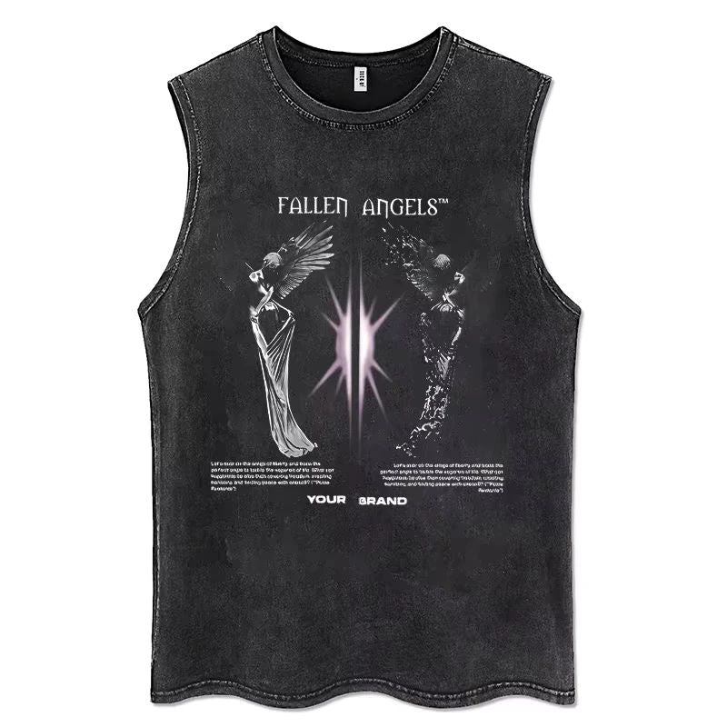 2025 Gothic Washed American Vintage Tank Tops Man Sleeveless Shirt Summer New Trendy Y2k Clothes Casual Gym Vest Oversized