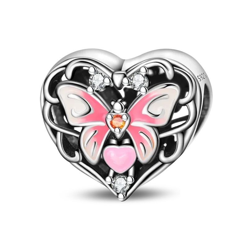 Pingente Charm Libélula Tema Primavera Prata Esterlina 925 Borboleta Flor Pendente Compatível com Bracelete Colar Joias DIY