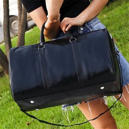 Bolsa de Viagem de Couro Grande Duffle Independente Bolsas de Fitness Grandes Bolsa de Mão Bagagem Bolsa de Ombro Preto Moda Masculina Zíper Pu 2024