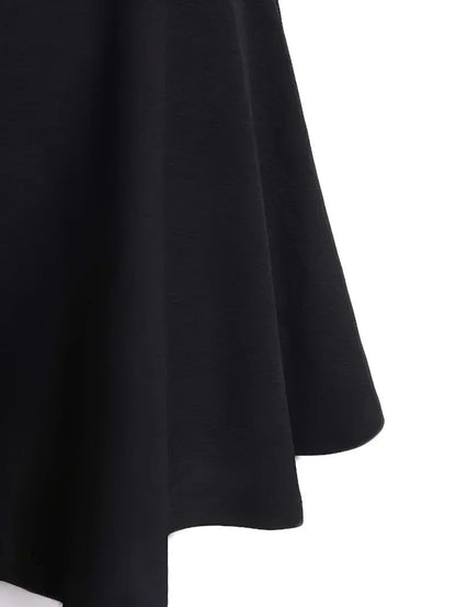 Plus Size 1XL-5XL Women's Preppy Skirt Solid Elastic Skit Ladies Fashion High Rise Slight Stretch A-line Mini Skirt