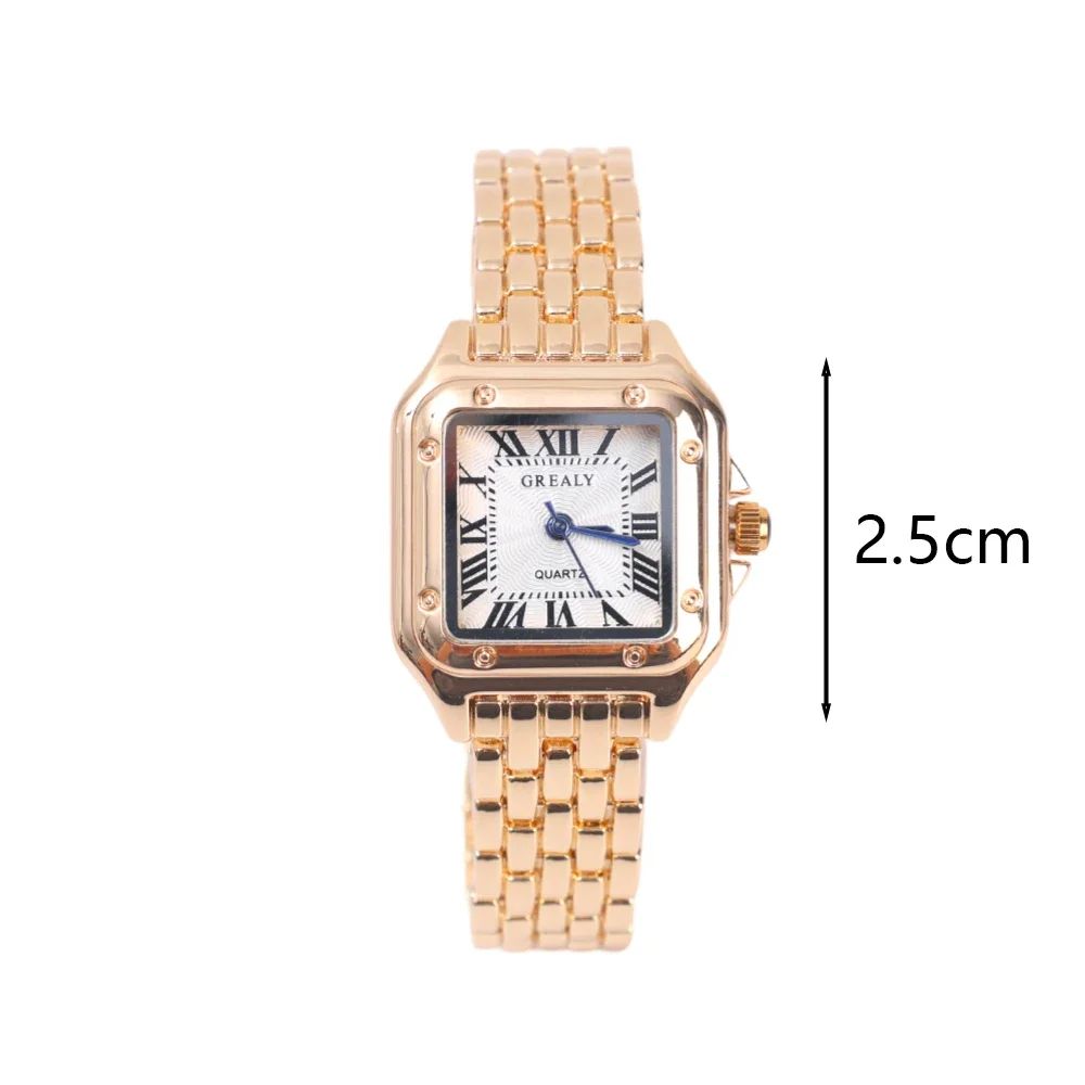 Women New Fashion Square Watches Gold Stainless Steel Strap Luxury Ladies Quartz Wristwatches Qualities Female Roman Clock Gift