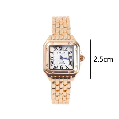 Women New Fashion Square Watches Gold Stainless Steel Strap Luxury Ladies Quartz Wristwatches Qualities Female Roman Clock Gift