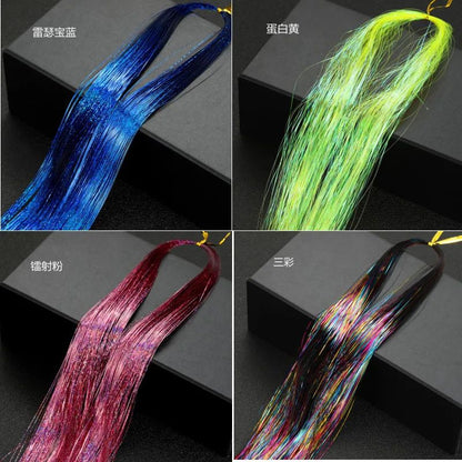 Hair Tinsel Kit With Tool 4200 strands Fairy Tinsel Hair Extensions 12 Color Sparkling Shiny Heat Resistant Highlights Glitter