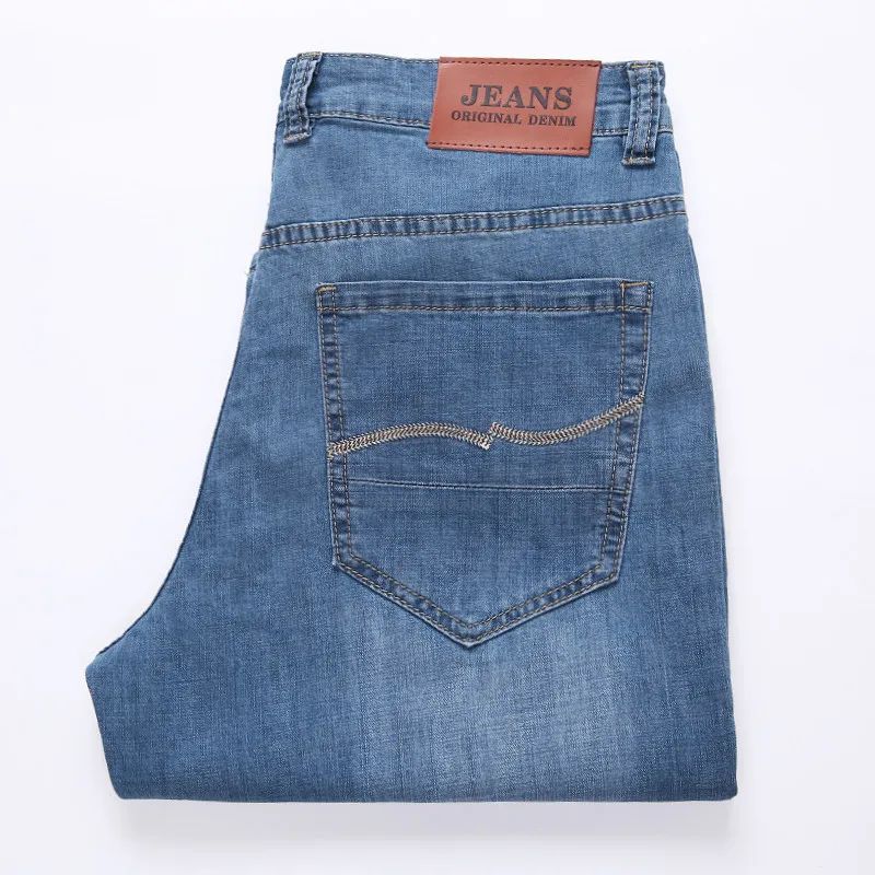 Summer Shorts Calf Length Trousers Plus Size 48 42 Men Denim Elastic Stretched Thin Jean Oversized Classic Straight Streetwear