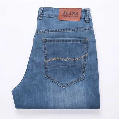 Summer Shorts Calf Length Trousers Plus Size 48 42 Men Denim Elastic Stretched Thin Jean Oversized Classic Straight Streetwear