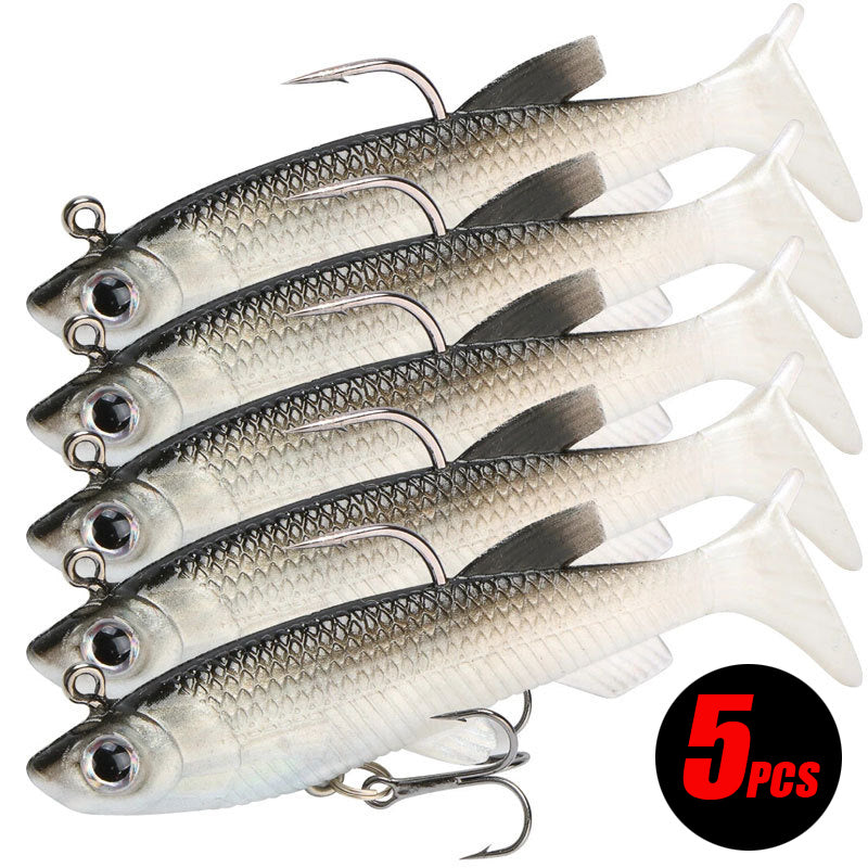 Kit 5 Peças Isca de Pesca Isca Macia 8cm/2.8in Isca Artificial Anzóis Legais