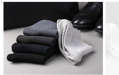 10 Pair Men's Bamboo Fiber Socks Harajuku Retro Breathable Business Man Socks Black Long Sock Deodorant Gift Set Size 39-46