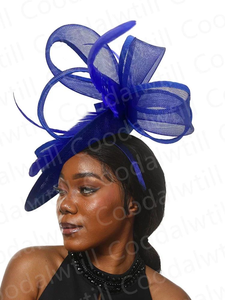 Chapéu Fascinator de Casamento Feminino, Chapéu de Millinery para Eventos Formais na Igreja, Chá, Corrida Kentucky Derby, Chapeau com Pena