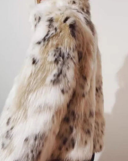 Animal Print Winter Women Artificial Fur Coat Street Style Fashion Elegant Lady Tops Jacket Casual Warm Clothing Streetwear
