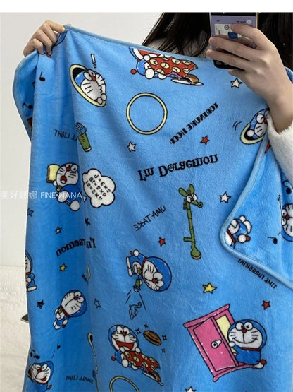 Desenho Animado Doraemon Cobertor de Flanela Macio Confortável Manta para Dormir Estilo Japonês Cobertor para Soneca Colcha para Quarto Menina Crianças